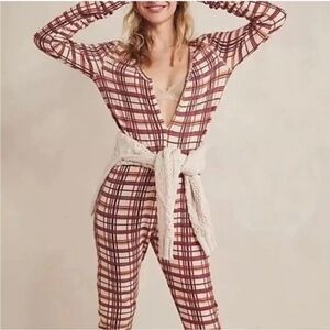 🔥🔥🔥🔥PRICE DROP 🔥🔥🔥Intimately by free people, ❄️❄️Plaid Red and White Jumpsuit